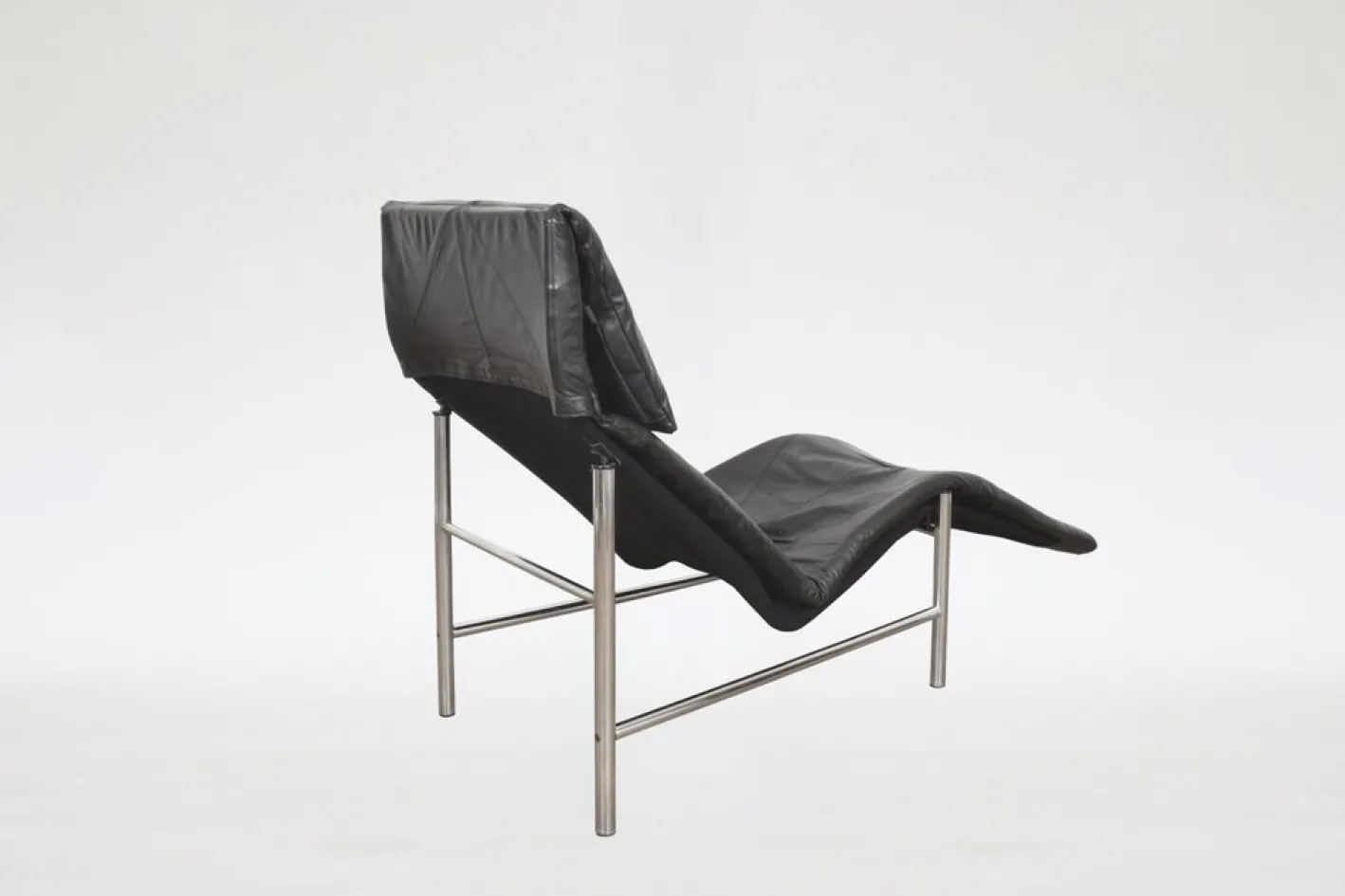 Vintage Skye Chaiselongue aus schwarzem Leder von Tord Björklund für Ikea, 1980er