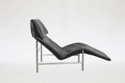 Vintage Skye Chaiselongue aus schwarzem Leder von Tord Björklund für Ikea, 1980er