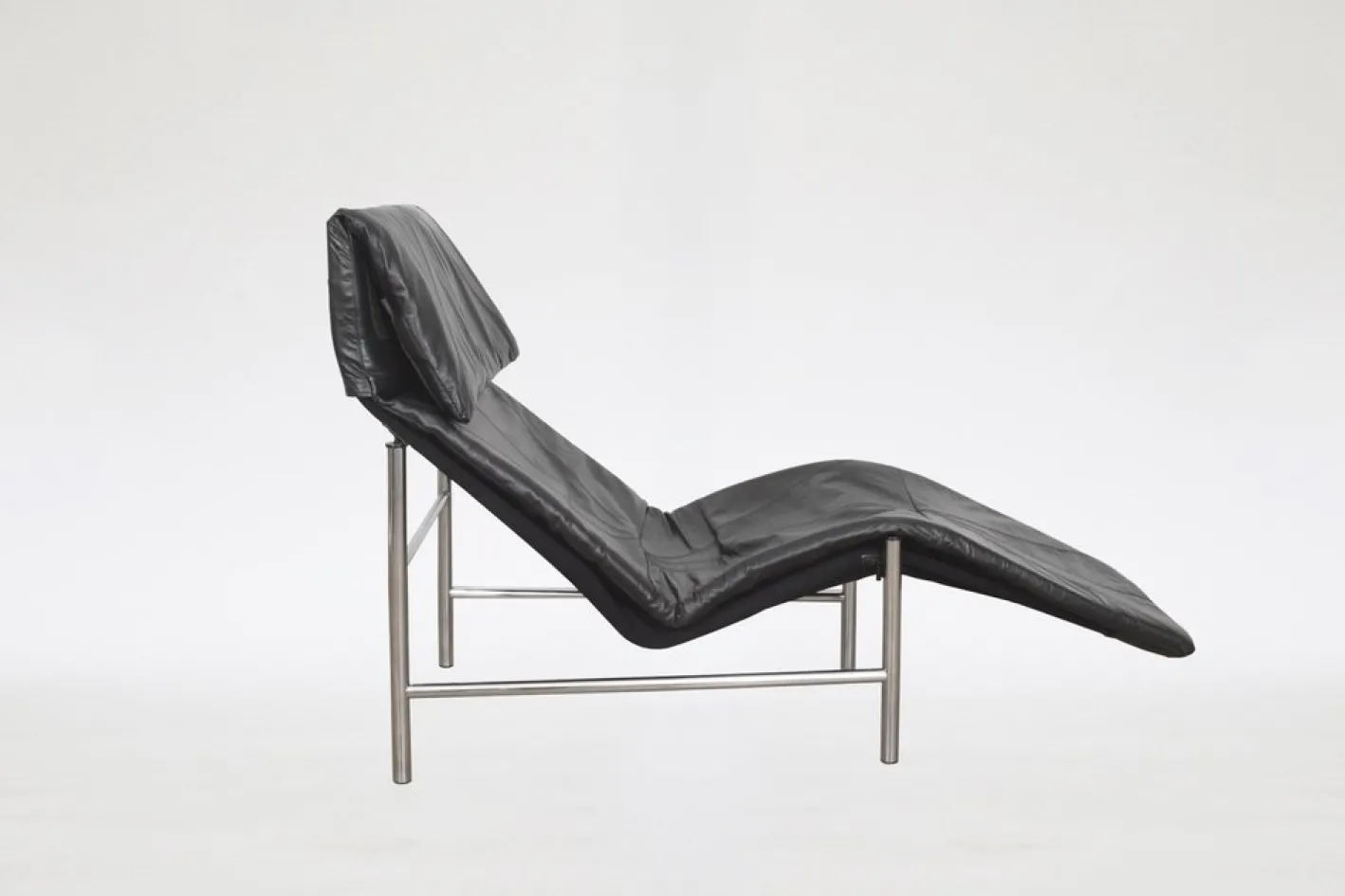 Vintage Skye Chaiselongue aus schwarzem Leder von Tord Björklund für Ikea, 1980er