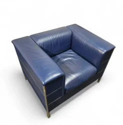 Vintage Sofa aus dunkelblauem Leder