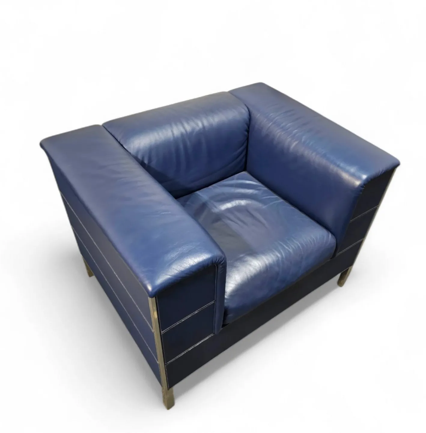 Vintage Sofa aus dunkelblauem Leder