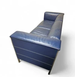 Vintage Sofa aus dunkelblauem Leder