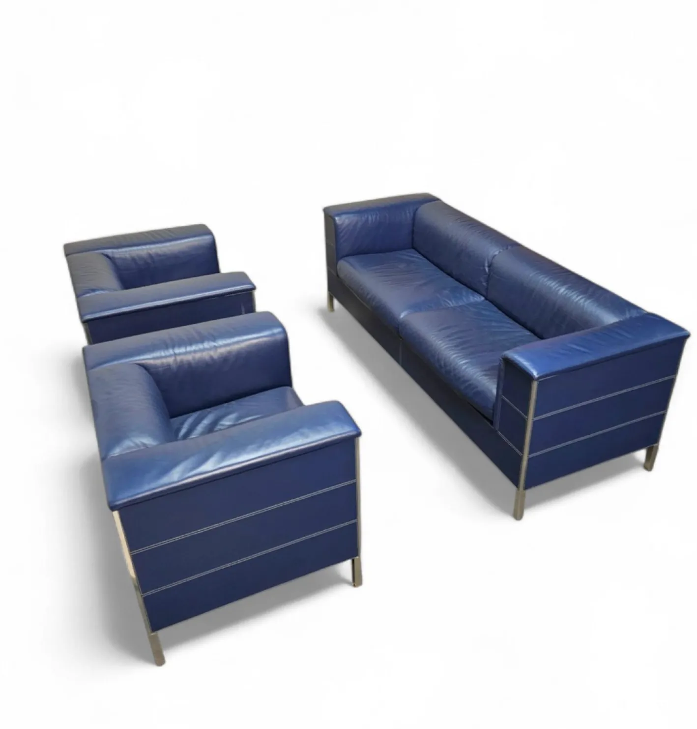 Vintage Sofa aus dunkelblauem Leder