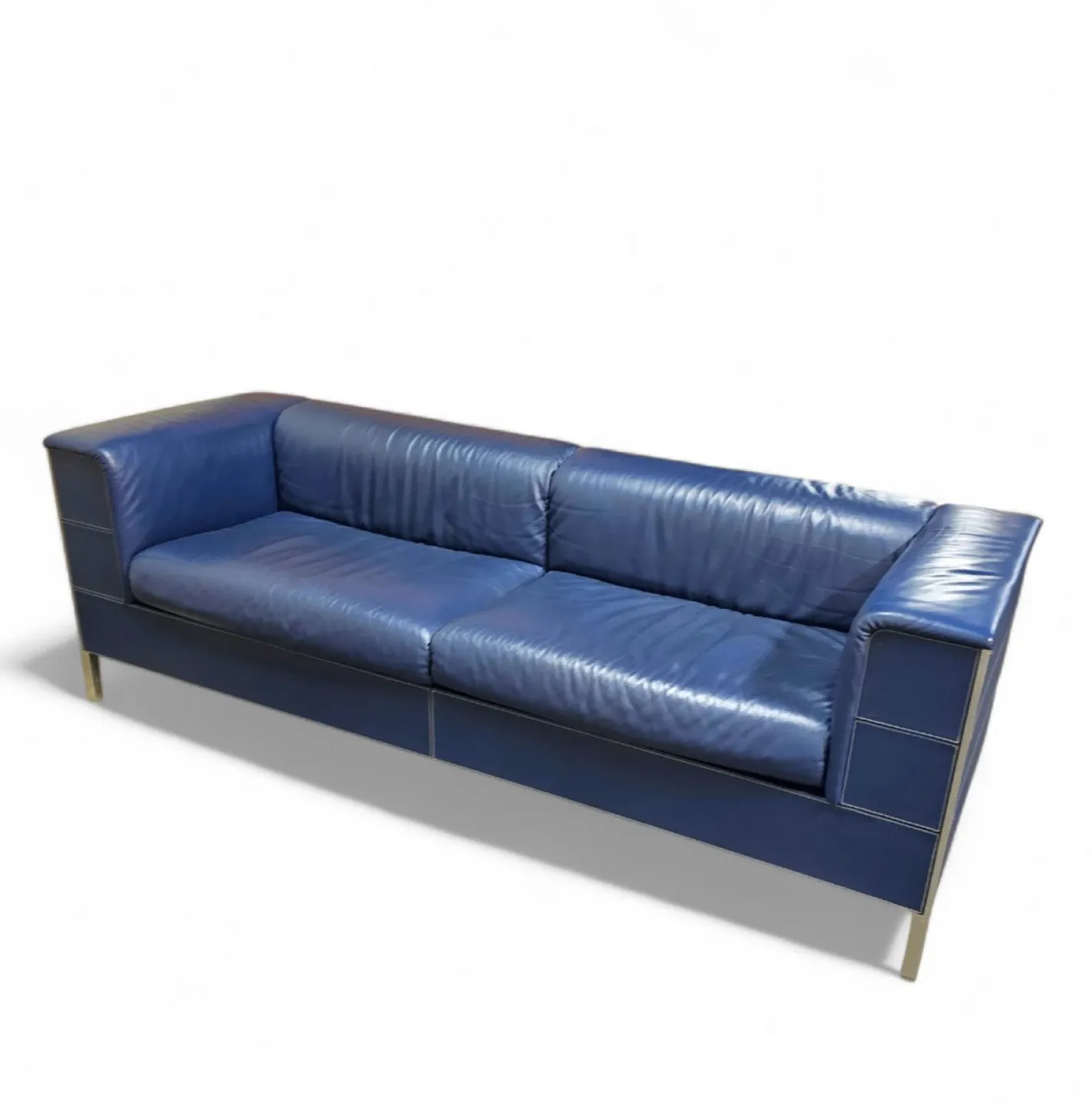 Vintage Sofa aus dunkelblauem Leder