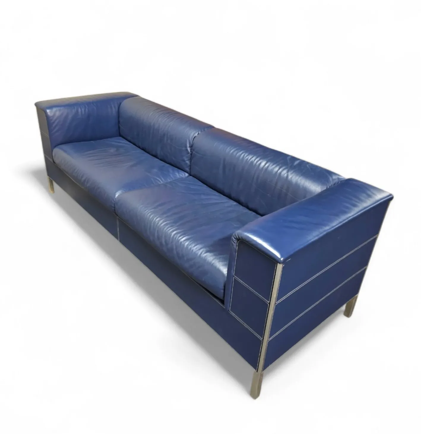 Vintage Sofa aus dunkelblauem Leder