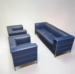 Vintage Sofa aus dunkelblauem Leder