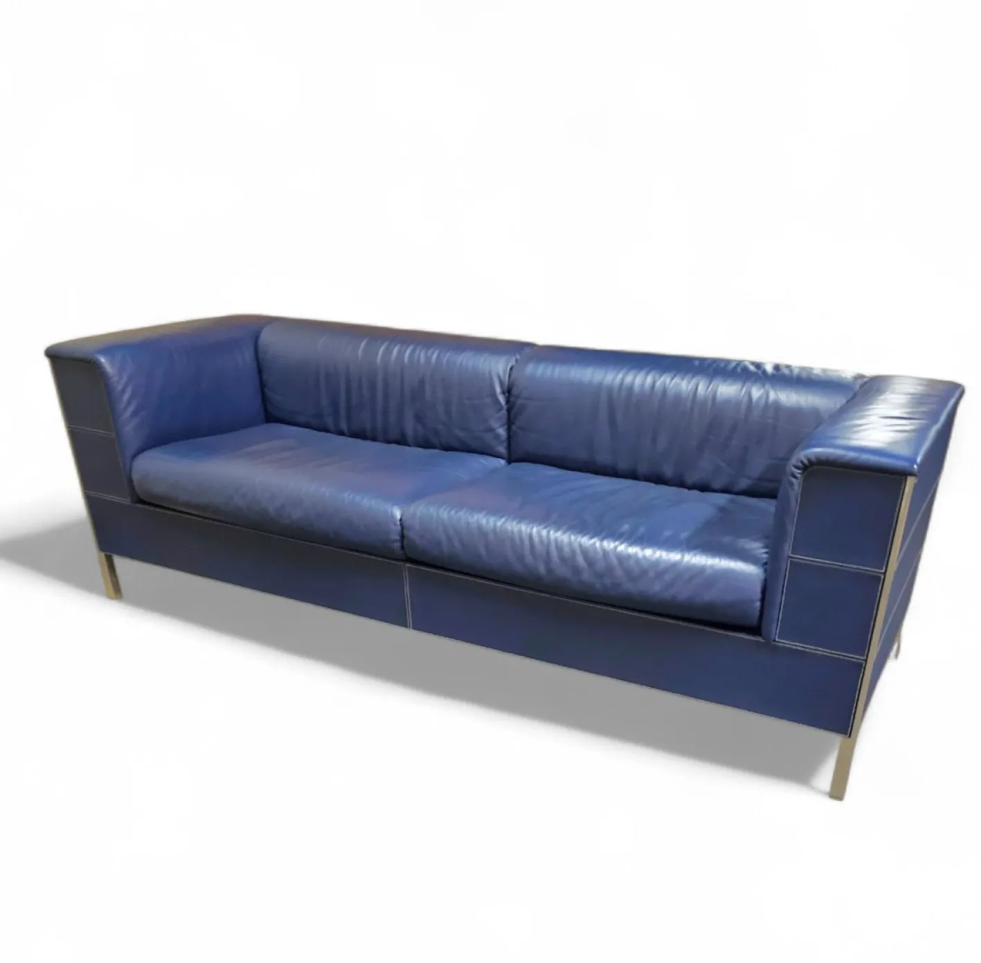 Vintage Sofa aus dunkelblauem Leder