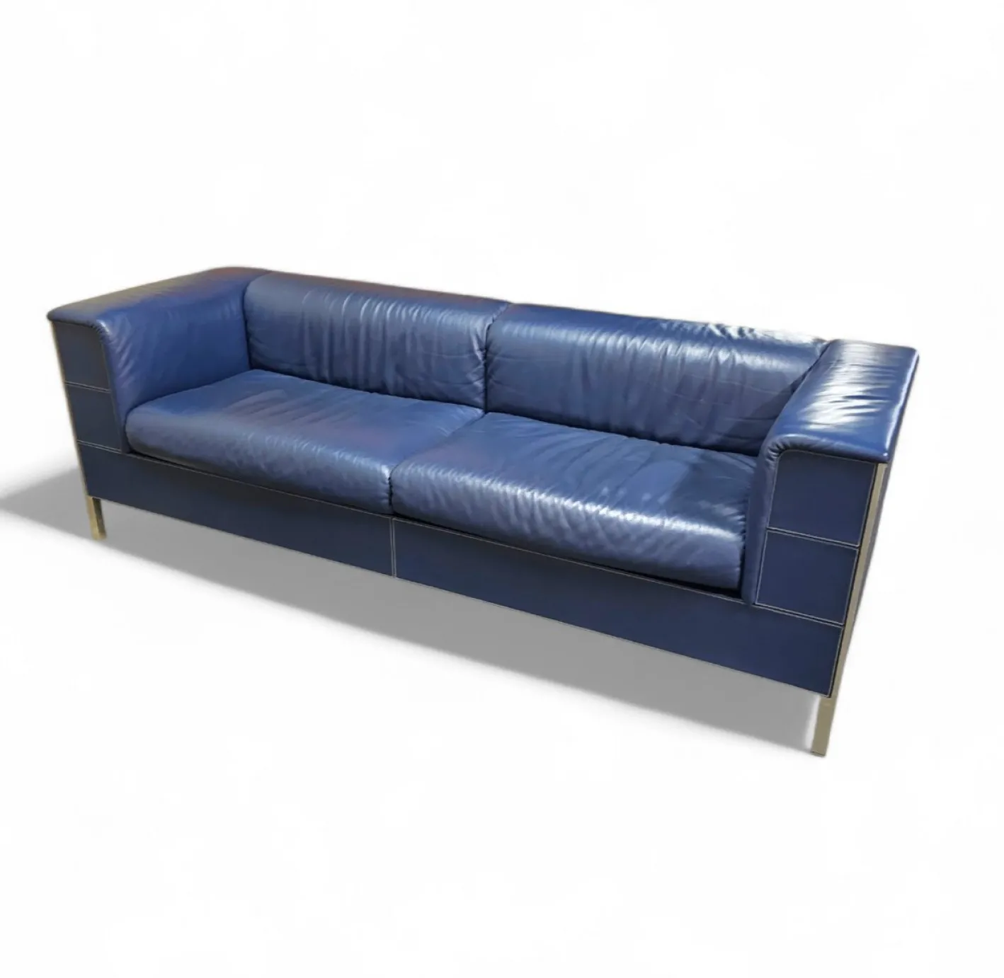 Vintage Sofa aus dunkelblauem Leder