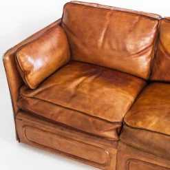 Vintage Sofa & Sessel aus Kamelfarbenem Büffelleder von Roche Bobois, France, 1980er, 3er Set
