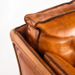Vintage Sofa & Sessel aus Kamelfarbenem Büffelleder von Roche Bobois, France, 1980er, 3er Set