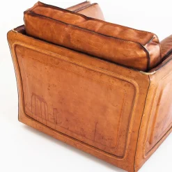 Vintage Sofa & Sessel aus Kamelfarbenem Büffelleder von Roche Bobois, France, 1980er, 3er Set