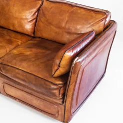Vintage Sofa & Sessel aus Kamelfarbenem Büffelleder von Roche Bobois, France, 1980er, 3er Set