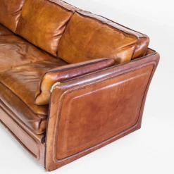 Vintage Sofa & Sessel aus Kamelfarbenem Büffelleder von Roche Bobois, France, 1980er, 3er Set