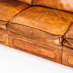 Vintage Sofa & Sessel aus Kamelfarbenem Büffelleder von Roche Bobois, France, 1980er, 3er Set