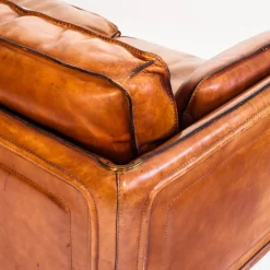 Vintage Sofa & Sessel aus Kamelfarbenem Büffelleder von Roche Bobois, France, 1980er, 3er Set