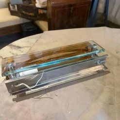 Vintage Space Age Wandleuchten aus dickem Glas & Chrom von Lupi Cristal Luxor, 1960er, 2er Set
