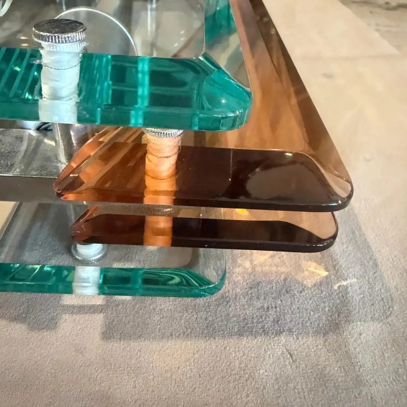 Vintage Space Age Wandleuchten aus dickem Glas & Chrom von Lupi Cristal Luxor, 1960er, 2er Set