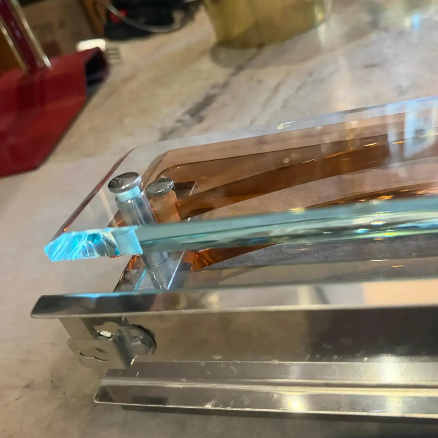 Vintage Space Age Wandleuchten aus dickem Glas & Chrom von Lupi Cristal Luxor, 1960er, 2er Set