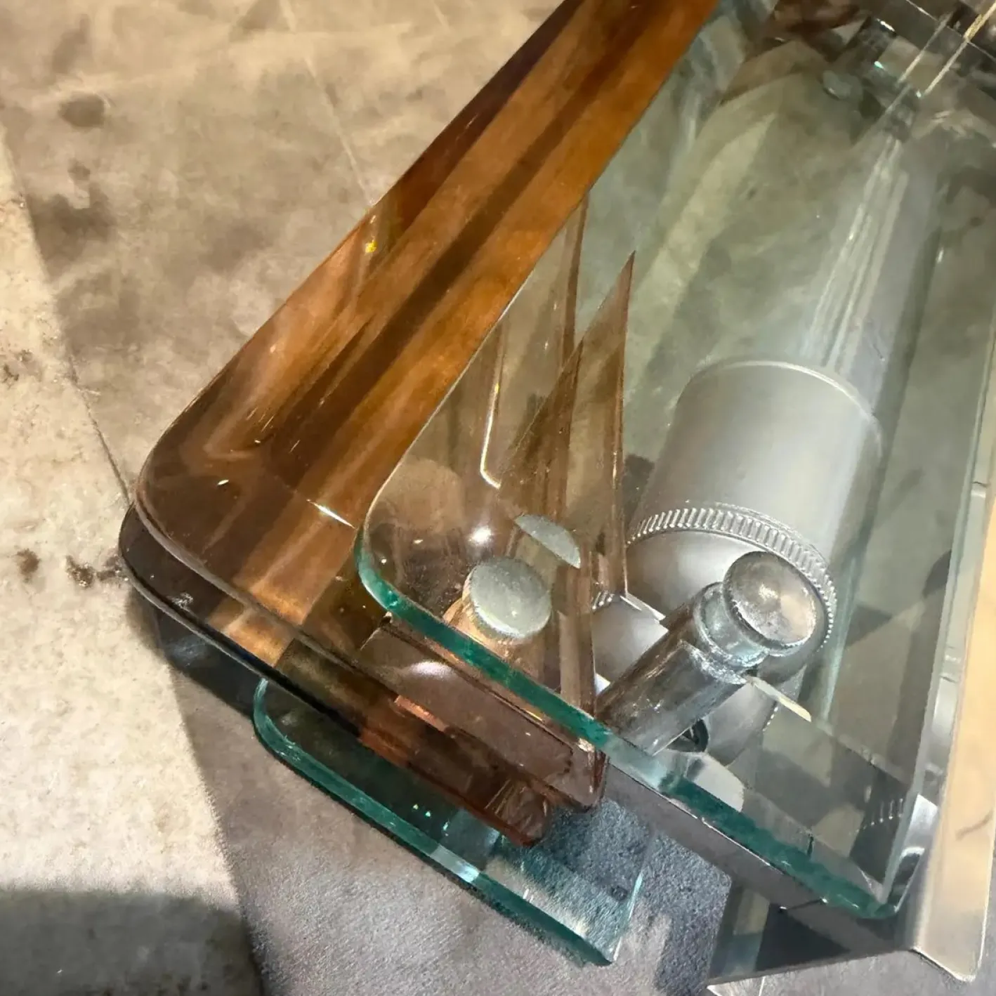 Vintage Space Age Wandleuchten aus dickem Glas & Chrom von Lupi Cristal Luxor, 1960er, 2er Set