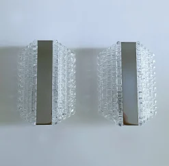 Vintage Space Age Wandleuchten aus Glas von Kaiser, 2er Set