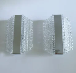 Vintage Space Age Wandleuchten aus Glas von Kaiser, 2er Set