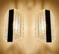 Vintage Space Age Wandleuchten aus Glas von Kaiser, 2er Set