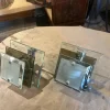 Vintage Space Age Wandleuchten aus Stahl & schwerem Glas von Veca, 1960er, 2er Set