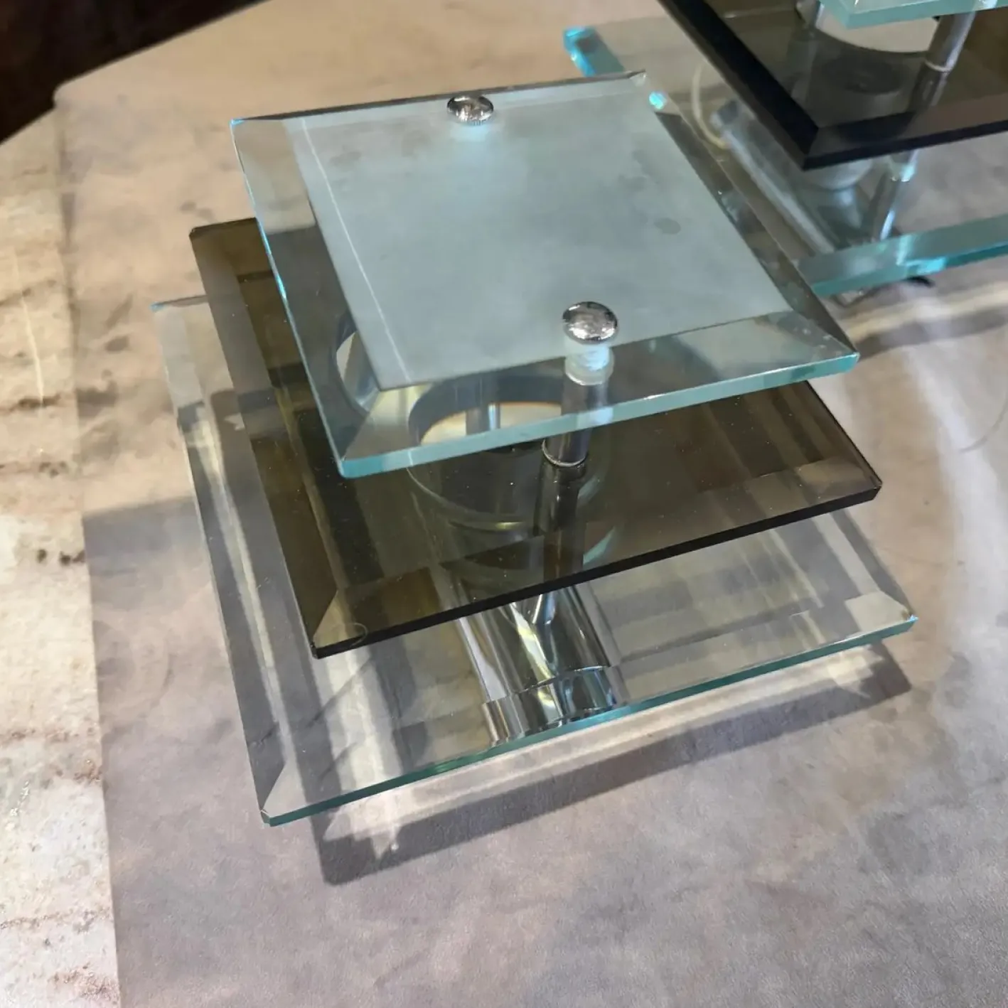 Vintage Space Age Wandleuchten aus Stahl & schwerem Glas von Veca, 1960er, 2er Set