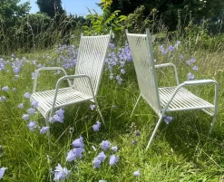 Vintage Spaghetti Gartenstühle in Weiß im Stil von Mauser, 1960er, 2er Set