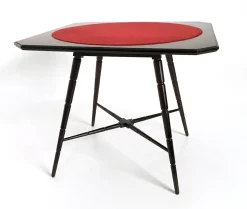 Vintage Spieltisch aus Ebonisierter Buche mit Rotem Stoff von Chiavari, 1950er