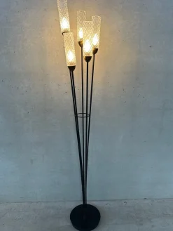 Vintage Stehlampe aus Glas & Metall, 1950er