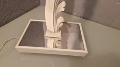Vintage Stehlampe aus Weiß lackiertem Holz mit Blumendekor von Fontana Arte, 1940er