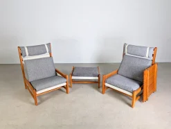 Vintage Stühle mit Verbindungstisch & Fußhocker von Niels Eilersen, 4er Set