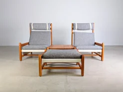 Vintage Stühle mit Verbindungstisch & Fußhocker von Niels Eilersen, 4er Set