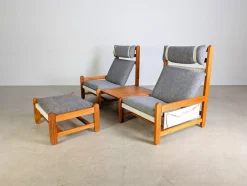 Vintage Stühle mit Verbindungstisch & Fußhocker von Niels Eilersen, 4er Set