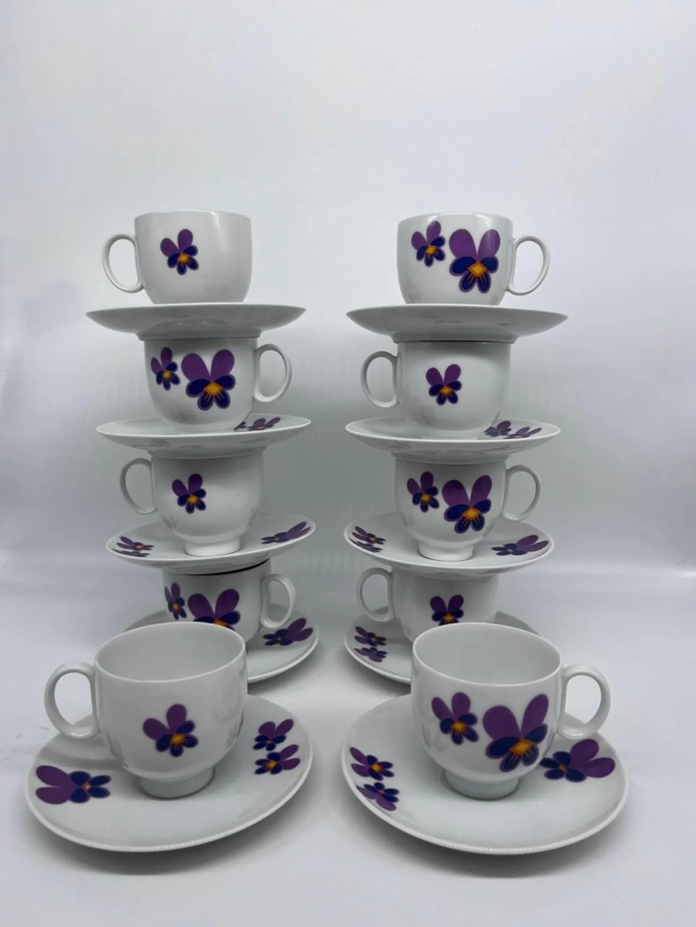 Vintage Tassen & Untertassen, 1970er, 10er Set
