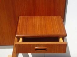 Vintage Teak Bett mit integriertem Nachttisch, 1960er