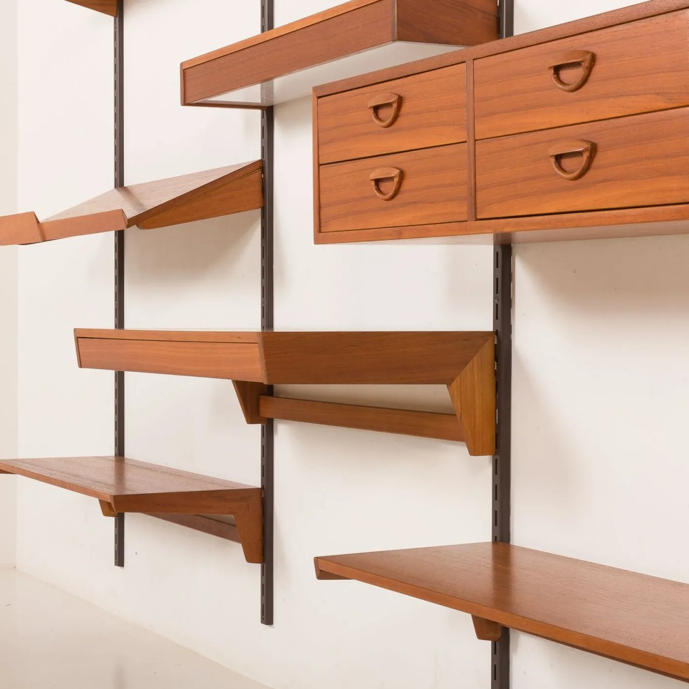 Vintage Teak Wall Unit by Kai Kristiansen for FM Mobler, 1960s