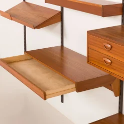 Vintage Teak Wall Unit by Kai Kristiansen for FM Mobler, 1960s