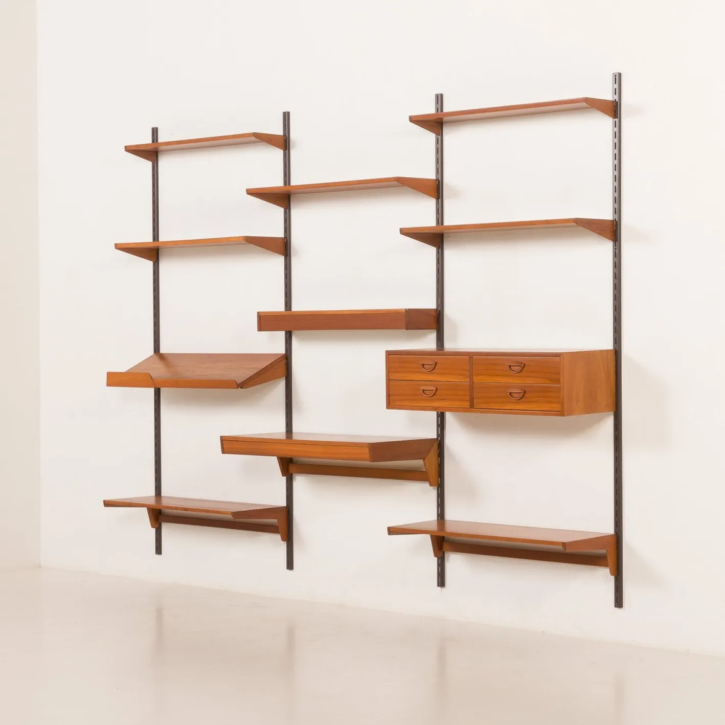 Vintage Teak Wall Unit by Kai Kristiansen for FM Mobler, 1960s