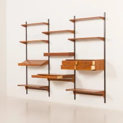 Vintage Teak Wall Unit by Kai Kristiansen for FM Mobler, 1960s