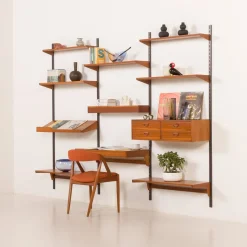 Vintage Teak Wall Unit by Kai Kristiansen for FM Mobler, 1960s