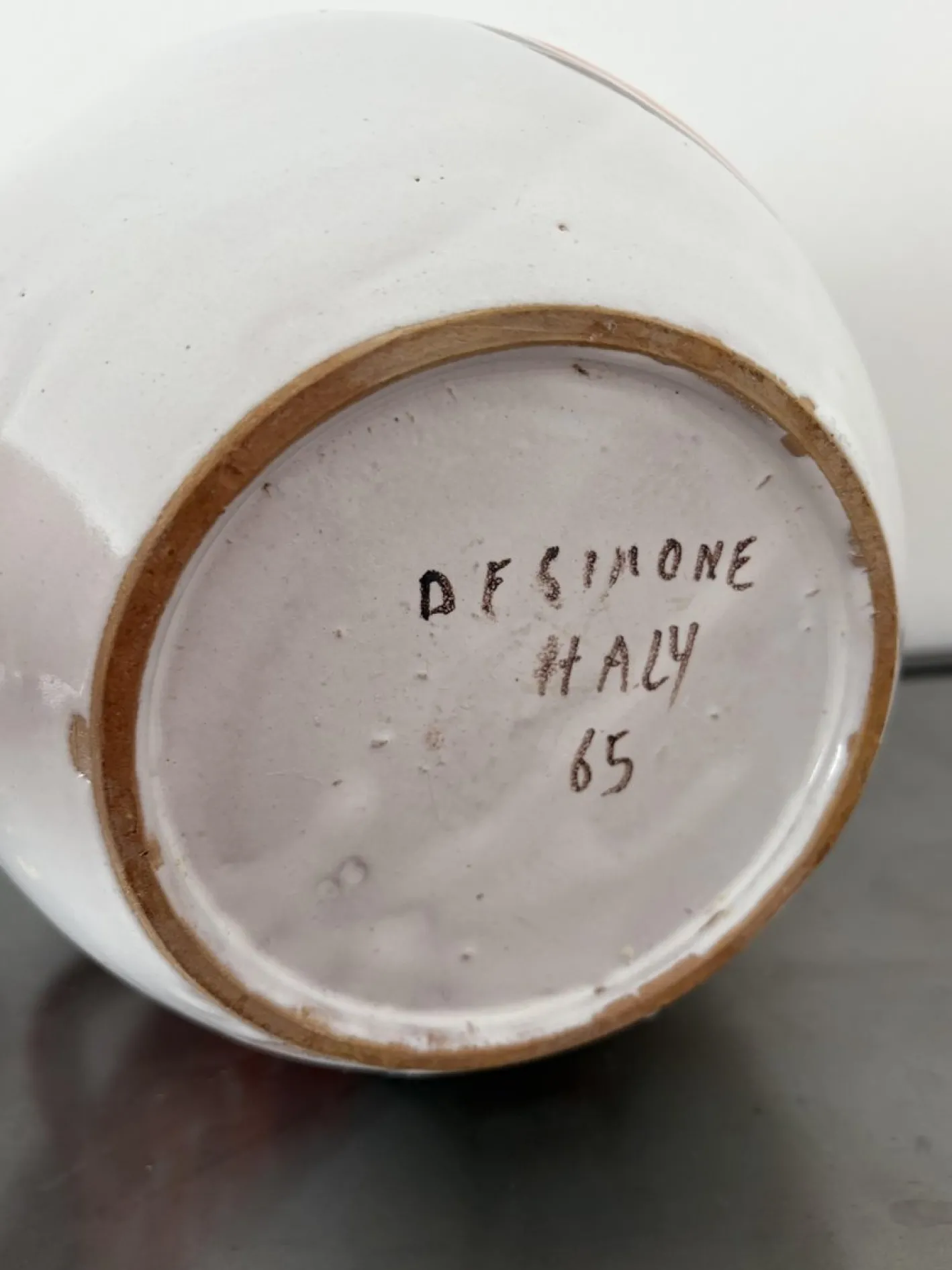 Vintage-Vase aus handbemalter Studio-Keramik von Giovanni De Simone, 1965