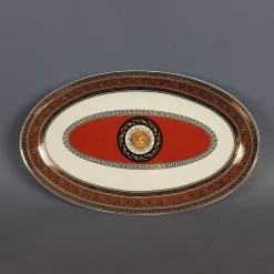 Vintage Versailles Porzellanservice Teekanne, Milchkanne & Tablett in Weiß, Gold & Rot, 3er Set