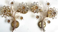 Vintage Wandlampen aus Messing & Bleikristall von Palwa, 1960er, 2er Set