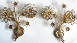 Vintage Wandlampen aus Messing & Bleikristall von Palwa, 1960er, 2er Set