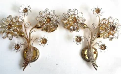 Vintage Wandlampen aus Messing & Bleikristall von Palwa, 1960er, 2er Set