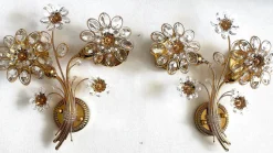 Vintage Wandlampen aus Messing & Bleikristall von Palwa, 1960er, 2er Set