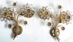 Vintage Wandlampen aus Messing & Bleikristall von Palwa, 1960er, 2er Set