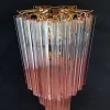 Vintage Wandleuchte aus Muranoglas mit 32 Quadriedri Transparent & Rosa Prisma, 1990er, 2er Set